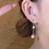 Pendientes de Aleación de Cobre Aguja de Plata 925 Borla Hebilla de Oreja de Perla Pendientes Femeninos Versátiles Nicho Pendientes Simples