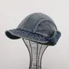 Gorra de pescador de mezclilla lavada de alta gama coreana con etiqueta colgante, otoño e invierno, adelgazante, suave y elegante, gorra de estilo periódico de mezclilla