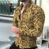 Camisa Casual de Hombre con Estampado de Piel de Serpiente de Manga Larga, Nueva Camisa Estampada Transfronteriza para Hombre para AliExpress y Amazon
