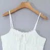 Vestido Longo de Cintura com Alça Branca Pura para Férias na Praia Feminino Francês de Alta Qualidade Elegante com Borda de Renda e Cadarço