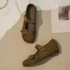 Novedad Moda Retro Primavera/Otoño 2026 Bailarinas Mary Jane de Gamuza con Punta Redonda y Tacón Oculto para Mujer