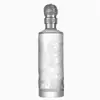 Botella de Licor con Patrón de Dragón en Relieve al por Mayor Material de Cristal Blanco de Alta Gama Transparente Espesado Banquetes de Celebración Vidrio Sellado Botella de Vino Vacía