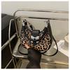 Nova Bolsa Feminina Retro Comércio Exterior Coreano Leopardo Axila Bolsa Elegante Requintado All-match Crossbody Saddle Bag