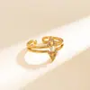 Anillo Estilo Coreano 2026 Moda para Mujer Triángulo Incrustado con Pedrería Anillo de Oro Rosa Doble Capa Creativo Anillo para Dedo Día de San Valentín Venta al por Mayor