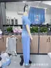 2026 Transfronterizo Europeo y Americano Amazon Nuevo Producto Color Sólido Casual Manga Larga Traje Top Pantalones de Pierna Ancha de Cintura Alta Ropa Deportiva