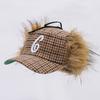 Gorra de pana con orejeras bordadas con letras, moda callejera, gorra de béisbol, otoño e invierno, protección para las orejas, cálida, gorra versátil