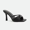 Chinelos para mulheres 2024 Novos sapatos femininos Verão K-Style Biqueira quadrada Sandálias boca de peixe Chinelos femininos com tira única e salto médio