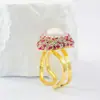 Anel de Cristal Natural Design Original Anel Feminino Nicho Personalizado Incrustado com Contas Coloridas de Milho Fabricante Atacado