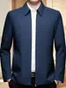 Chaqueta para Hombre de Mediana Edad 2023 Primavera Nueva Casual de Negocios Cremallera Simple Color Sólido Solapa Chaqueta para Papá