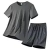 Traje de Verano para Hombre de Seda Helada Ropa Deportiva de Manga Corta y Shorts Conjunto de Dos Piezas Moderno Tallas Grandes Casual para Correr 8XL