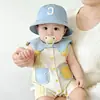 [Viene con una babita] Mono de verano fino para bebé, Mameluco sin mangas de dibujos animados para bebés, Transpirable para que los niños lo usen al salir