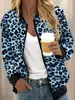 Otoño 2025 Nuevo Estación Independiente de Amazon Transfronterizo Temu Europeo y Americano Estampado de Leopardo Cuello Alto Cremallera Cárdigan Chaqueta