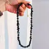 Collar Gargantilla de Cadena para Clavícula con Diseño de Ágata Negra Natural de Alta Calidad