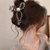 Presilha de Cabelo Vintage Leopardo Laço Pérola Grande Mordedor Presilha de Cabelo Feminina 2024 Novo Clipe de Alto Padrão Acessórios de Cabelo