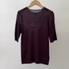 Camiseta BORBOTIE para Mujer 2026 Primavera/Verano Nueva BC Lana Soluble en Agua Lentejuelas Cuello Redondo Manga Corta Suéter Camiseta