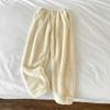 Outono e Inverno Novo Calça de Pijama Feminina de Lã Coral com Bolso Duplo Calça Listrada Calça para Usar no Inverno Espessura Quente