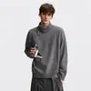 Suéter asimétrico para hombre con cuello de doble capa, gris, engrosado, estilo jersey, tejido de cuello alto, nueva colección otoño/invierno