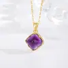 Plata de Ley S925 Colgante Torre de Azúcar Amatista Natural Collar de Joyería Cadena para Clavícula de Mujer Estilo de Lujo Ligero Elegante de Gama Alta