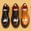 [Envío Gratis] Zapatos Casuales de Cuero Estilo Británico para Hombre, Zapatos Derby Formales de Negocios de Cuero Genuino con Acabado Brillante y Suelas Gruesas