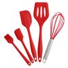 Conjunto de Utensílios de Cozinha de Silicone com Cinco Peças para Uso Doméstico Culinária Pá Anti-vazamento Batedor de Ovos Pincel de Óleo Raspador Ferramentas de Confeitaria para Cozinha Conjunto de 5 Peças