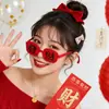 Gafas de Ambiente de Año Nuevo 26, Gafas de Sol Rojas Plegables de la Fortuna, Sesión de Fotos Festiva de Año Nuevo para Celebridades de Internet, Gafas para Mejor Amigo