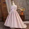 Vestido de Passarela Infantil, Vestido de Princesa, Vestido Longo Liso de Um Ombro Transfronteiriço, Vestido de Apresentação de Piano para Menina, Venda Direta da Fábrica