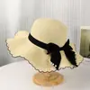 Sombrero de paja nueva ola de verano sombrero de sol para exteriores y ocio sombrero de sol de moda con lazo sombrero de sol para viajes sombrero de sol para mujer