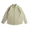 Camisa de trabajo de algodón puro retro americana marrón para hombre, de manga larga, camisa casual simple de otoño, chaqueta de moda estilo japonés para hombre