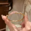 Pulsera de Flor de Diamante Rosa Melocotón Antigua Vintage con Circonita para Mujer Exquisita Brillante Dulce y Sucia Joyería