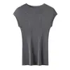 Colete de Tricô sem Mangas com Gola Redonda de Lã Fina, Cor Sólida, Costurado, Slim Fit, Novo para Primavera/Verão 2026, para Mulheres