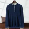 Suéter de Punto para Hombre, Nuevo Estilo Otoño e Invierno 2026, Siete Agujas, Doble Hilo, Cuello de Doble Capa, Suéter Pulóver Estilo Perezoso, Casual y de Moda