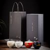 Juego de Té Kung Fu de Cerámica Juego Completo con Tazas de Té de Cuatro Colores, Caja de Regalo Souvenir Inmobiliario, Horno Ru Doméstico