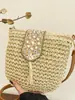 Bolso Tejido Calado Estilo Coreano para Mujer 2026 Modelo Nuevo Bolso Tote para Vacaciones en la Costa Bolso de Playa Bolso de Hombro Único Cruzado