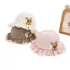 Chapéu de Bebê Primavera, Outono e Verão Borda de Renda Fina Chapéu Pescador Princesa Proteção Solar para Bebê Menina Chapéu Bacia para Recém-Nascido