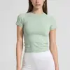Camiseta feminina de manga curta para fitness, estilo esportivo, secagem rápida, top justo para Pilates e yoga, camiseta de yoga para fitness, secagem rápida