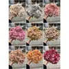 Flores de Hortensia Artificiales de 5 Cabezas Color Otoño Vintage, Decoración para Bodas y Hogar, Flores Falsas al por Mayor