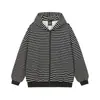 Sudadera con capucha Rumen Meng Estilo Callejero Japonés Textura Rayada Hombre Otoño Viaje Diario Pareja Casual Versátil Cárdigan Superior