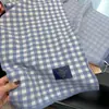 Bufanda para Mujer 2025 Nueva Moda de Invierno Gama Alta Azul Cuadros Pequeños 100% Lana Engrosada Cálida Bufanda de Pareja