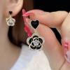 @Procesando Artículo Pendientes de Corazón de Camelia Negra Coreana Nuevos Simples Versátiles de Celebridad de Internet