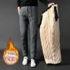 Calças grossas de algodão com lã de cordeiro e forro de fleece para o inverno, à prova de vento e quentes, adequadas para pais e avôs de meia-idade e idosos, fornecimento transfronteiriço