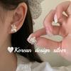Diseño de Estilo Ins Coreano Aretes de Alta Gama Plata Esterlina S925 Aretes de Perlas y Hojas Versátil Diseño de Nicho