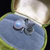Accesorios de traje DIY S925 plata esterlina pendientes de perlas anillo soporte vacío pendientes anillo de dos piezas productos semiacabados