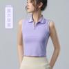 Tops Esportivos para Mulheres, Treinamento de Corrida, Coletes sem Mangas com Gola Lapela para Fitness, Camisetas de Badminton Tênis, Roupas de Yoga de Secagem Rápida para Mulheres