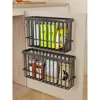 Estante de Almacenamiento para Cocina, Puerta de Gabinete, Montado en Pared, Caja de Almacenamiento para Papel Film y Bolsas de Basura, Canasta de Almacenamiento para Botellas y Frascos de Condimentos del Hogar