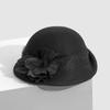 Hua Qiao - Gorro de lana nuevo para otoño e invierno, malla de seda, cáñamo, flor, elegante, para mujer