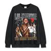 Camiseta de Manga Corta Estampada Estilo Retro Americano Transfronteriza Lear Wayne LilWayne Suéter Pesado de Manga Larga Cuello Redondo con Capucha