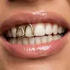 Grillz Dentales Dorados de Dos Piezas Populares de Hip Hop Europeo y Americano Joyería Europea y Americana