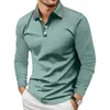 Camisa polo de manga larga para hombre con cuello, una capa base tipo jersey ligera para todas las estaciones para principios de otoño, diseñada para usarse sola con un cuello abotonado