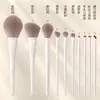 Cheng Shi'An Recomienda el Set de Brochas de Maquillaje Porcelana de Nube: Pincel para Sombras de Ojos, Pincel Plano, Pincel Delineador de Hoja de Navaja, Pincel para Polvos Sueltos, Herramientas de Maquillaje