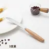 Colher de aço inoxidável 430 colher de café simples moderna talheres colher de cabo de madeira japonesa faca e garfo colher talheres pauzinhos conjunto de colheres